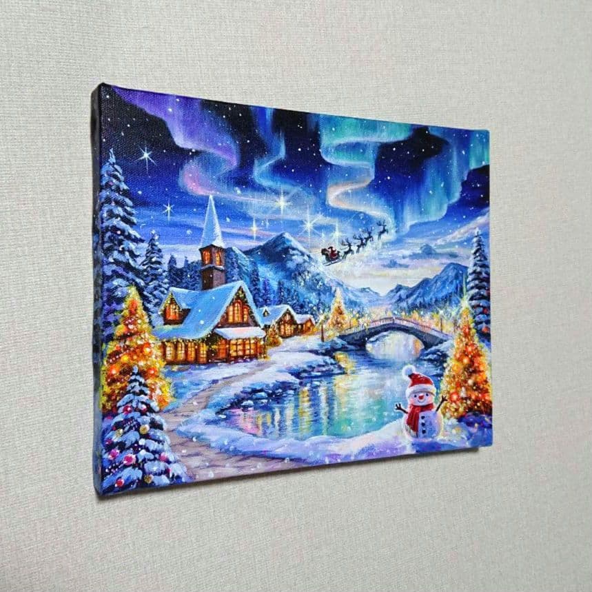 ♡*)様 【オーロラの夜】アクリル画 F3 風景画 絵画