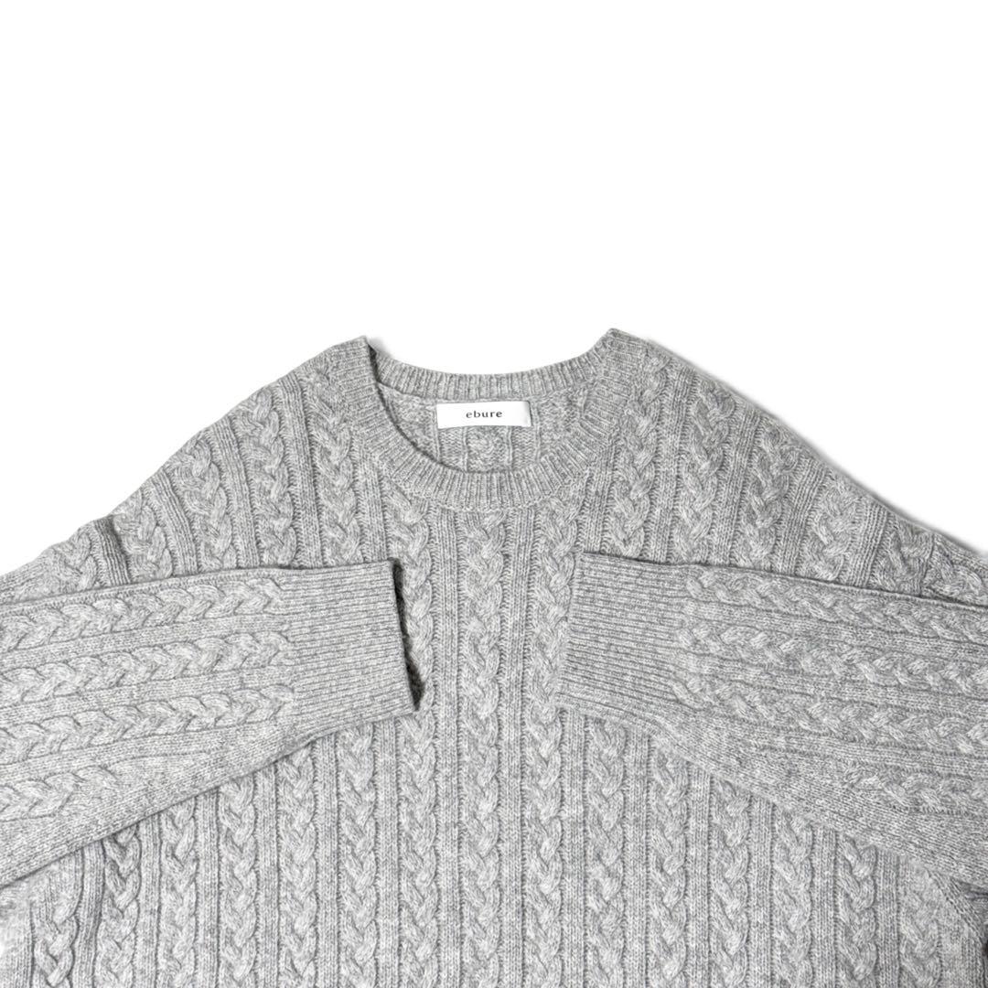 極美品✨️　エブール　ラムケーブルニット サイドスリットワンピース　グレー