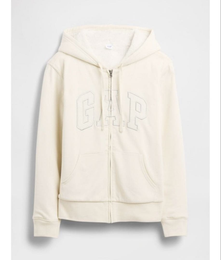 【希少レア】新品ꕥリラックスフィットGapロゴ裏ボアジップアップパーカーベージュ