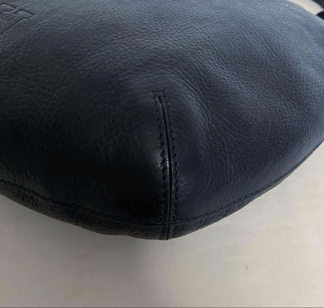 未使用に近い HIROFU ソーロ 2WAY 本革 ショルダーバッグ M 紺