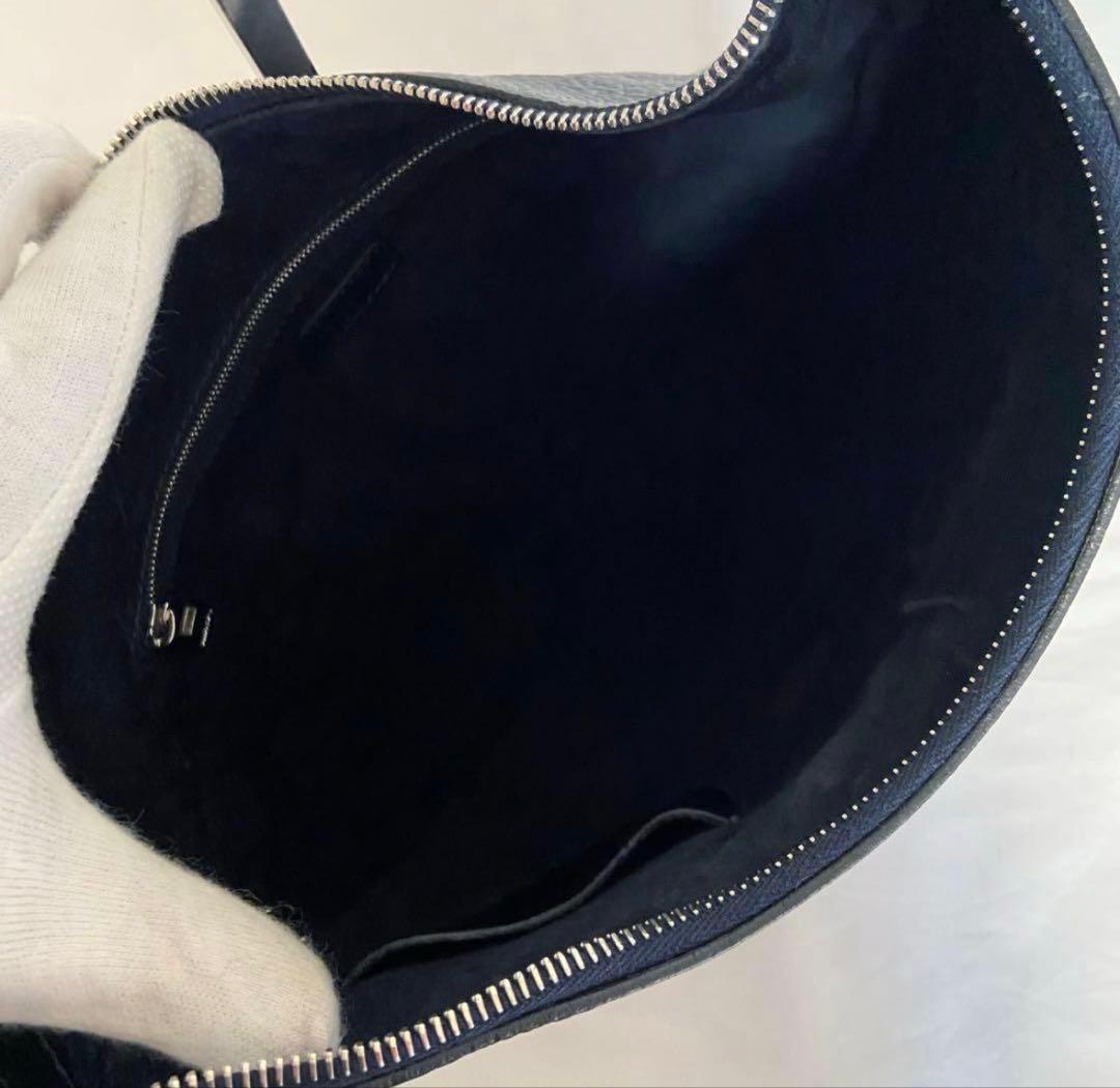 未使用に近い HIROFU ソーロ 2WAY 本革 ショルダーバッグ M 紺