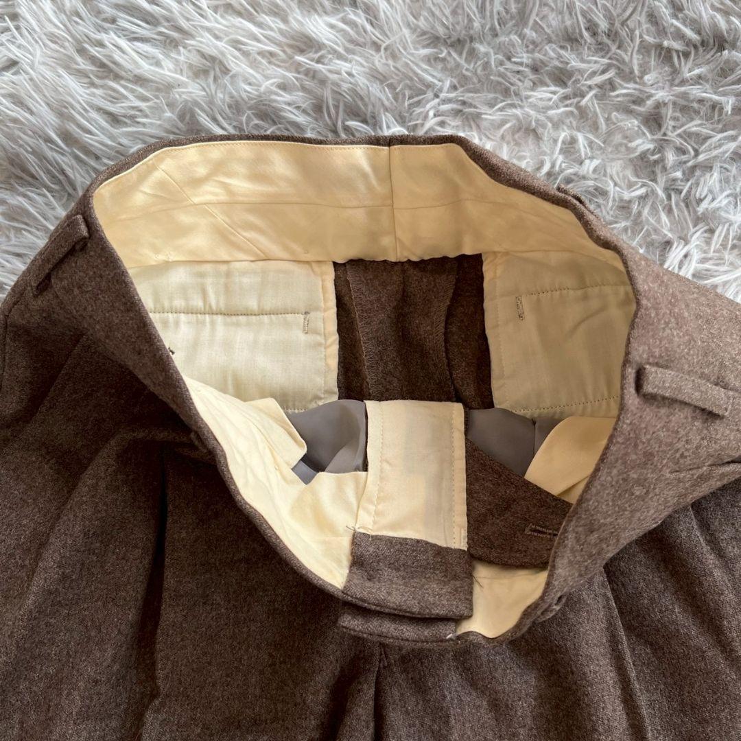 美品✨【クリスチャンディオール】ウール ブラウン タック入りスラックス S