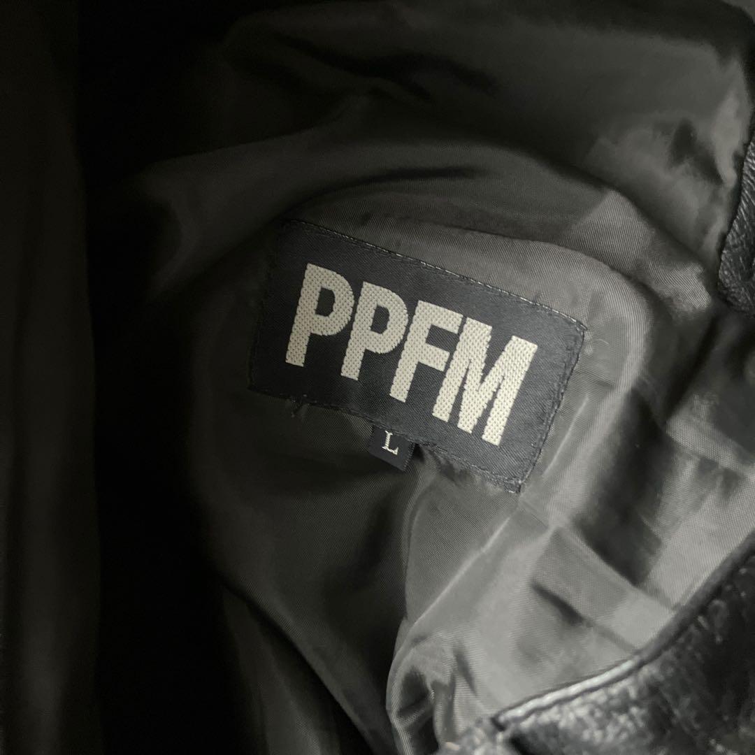 本革00s PPFM Lサイズ ダブルニー ブラックレザーカーゴパンツ Y2K