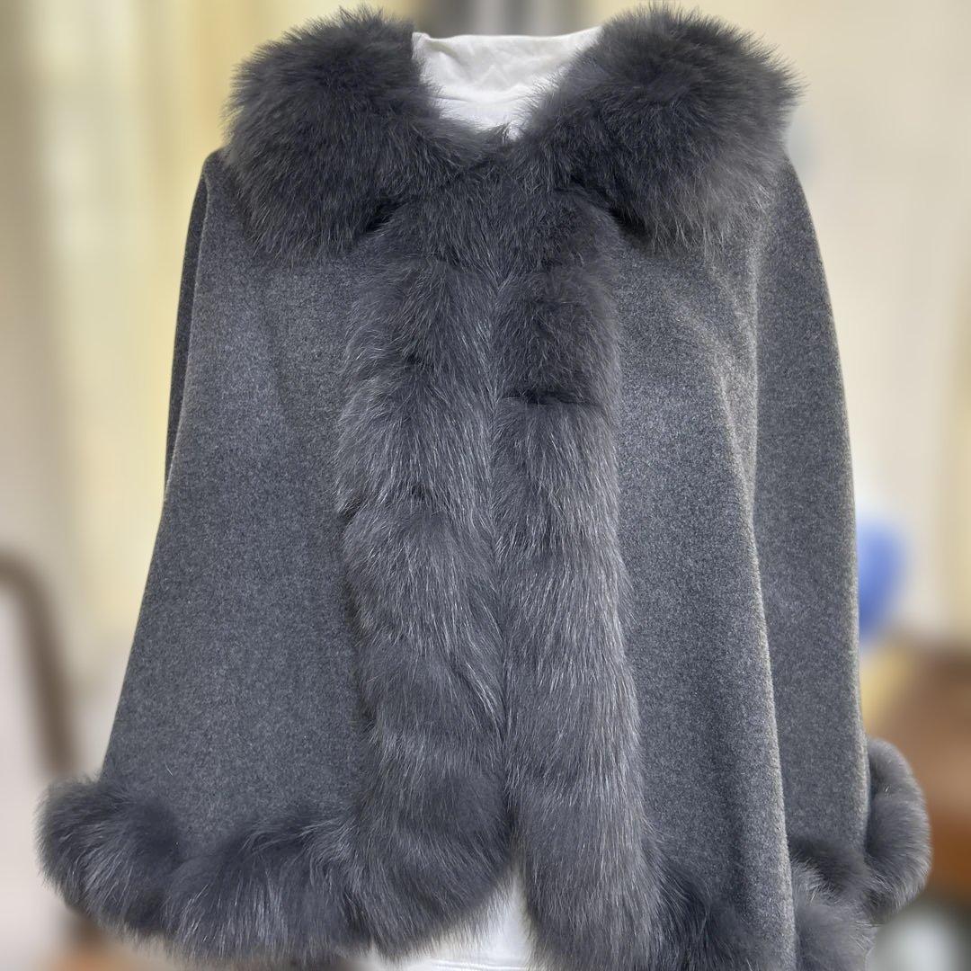 ケープコート　ポンチョ　レディース　カシミア