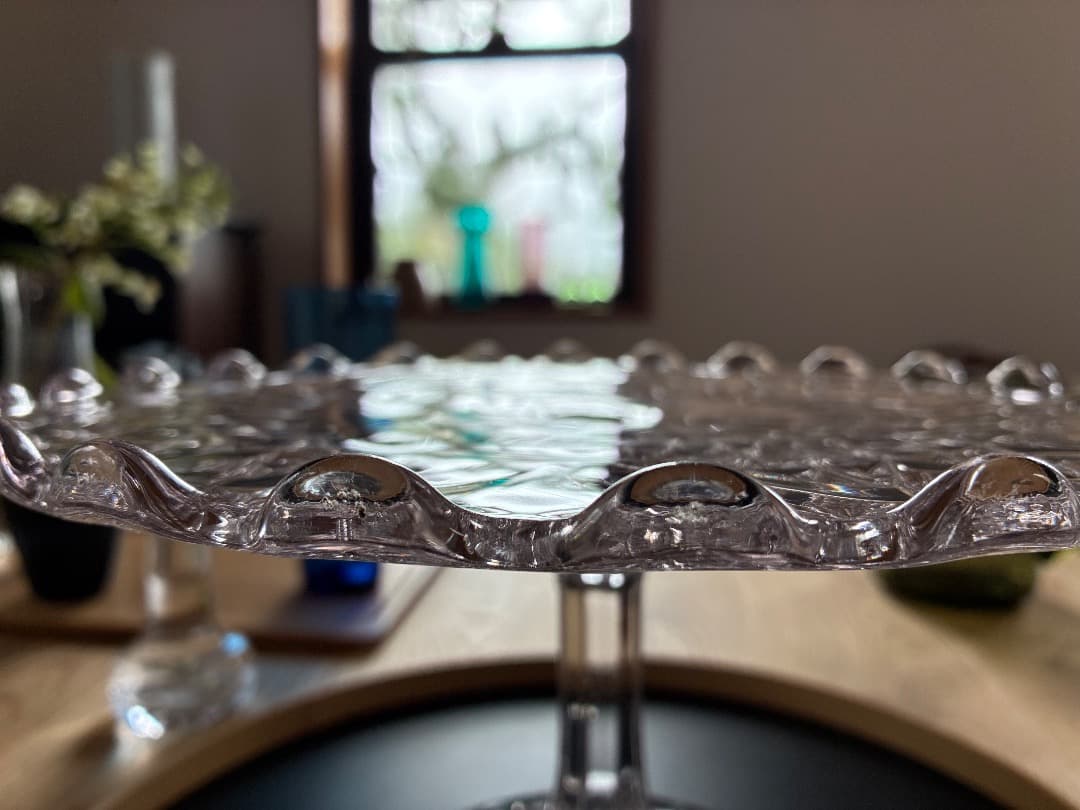 【英国アンティーク】　カットガラス ケーキスタンド