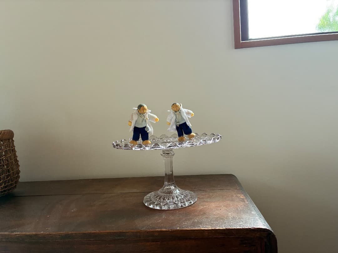 【英国アンティーク】　カットガラス ケーキスタンド