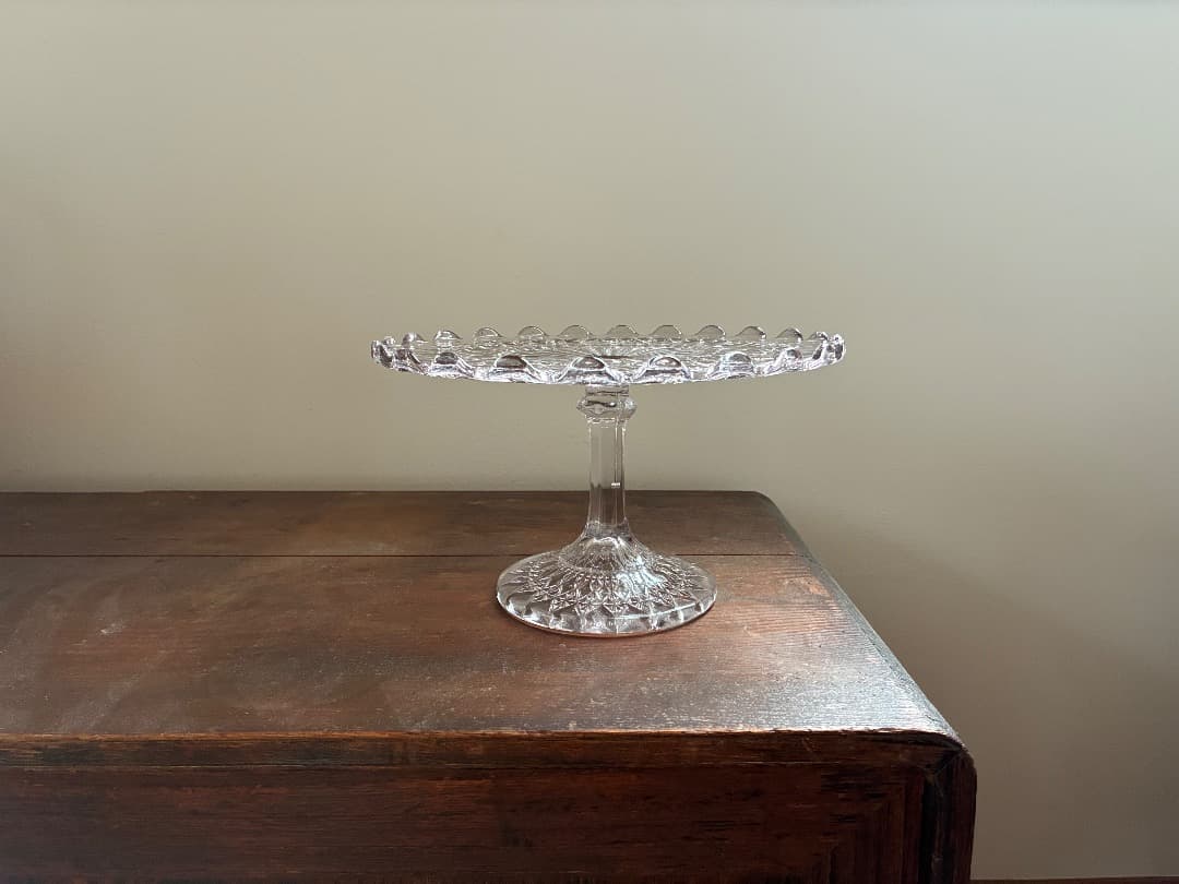 【英国アンティーク】　カットガラス ケーキスタンド