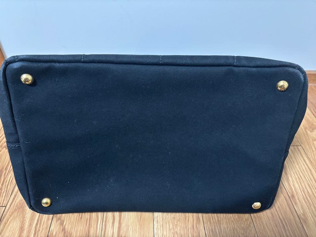 美品 PRADA プラダ カナパ キャンバス ストライプ柄 M ショルダー付き