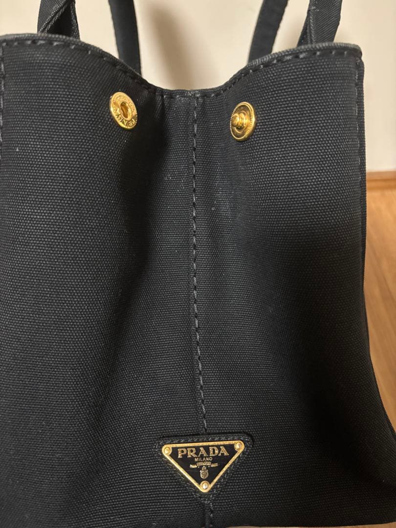美品 PRADA プラダ カナパ キャンバス ストライプ柄 M ショルダー付き