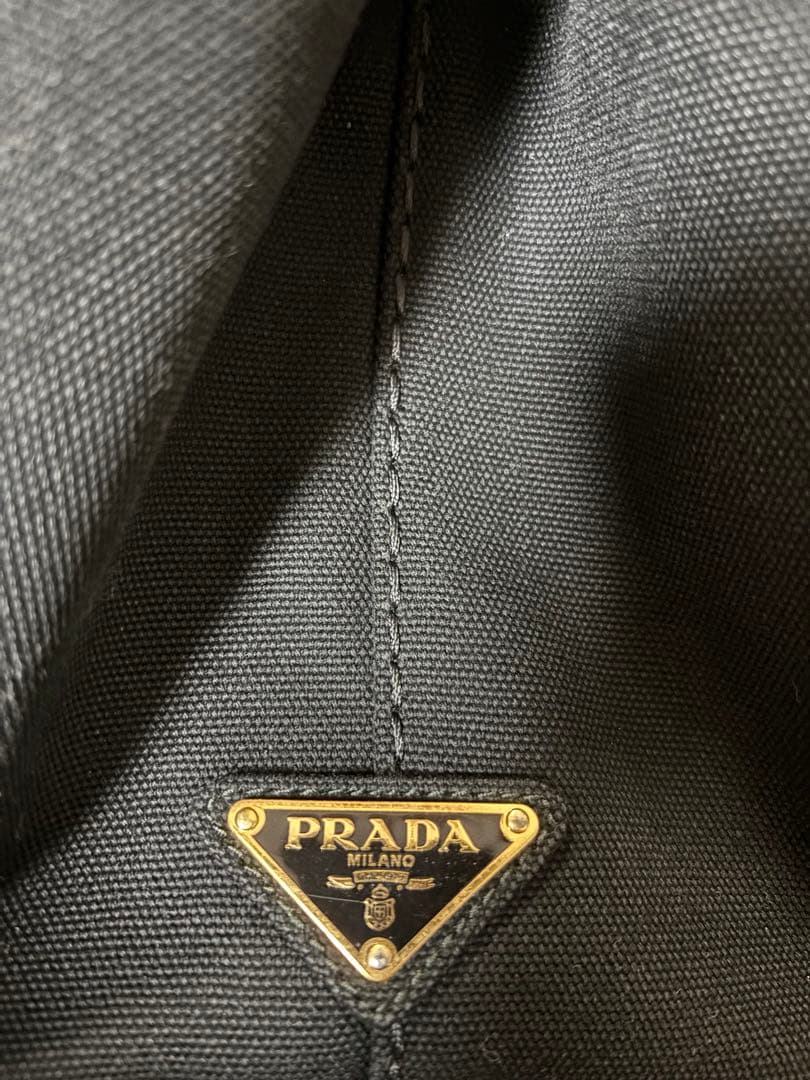 美品 PRADA プラダ カナパ キャンバス ストライプ柄 M ショルダー付き