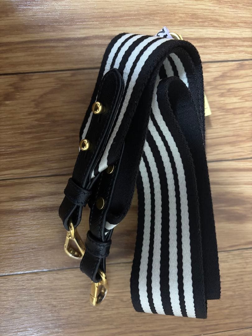 美品 PRADA プラダ カナパ キャンバス ストライプ柄 M ショルダー付き