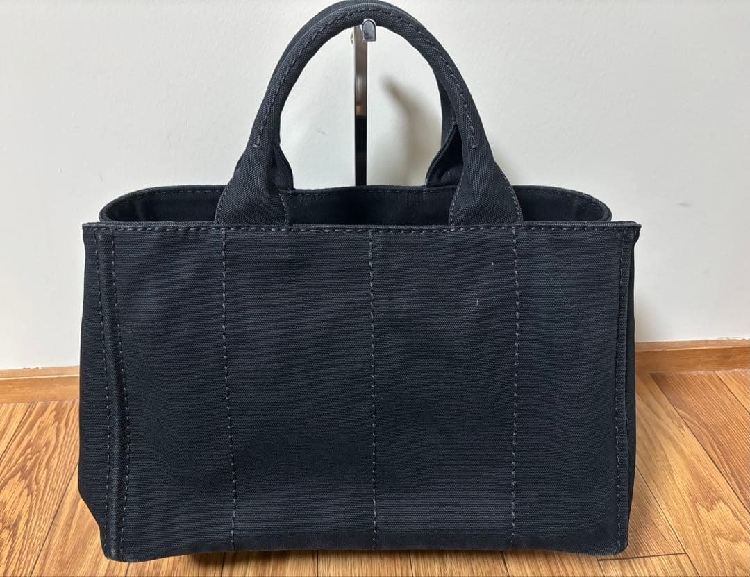 美品 PRADA プラダ カナパ キャンバス ストライプ柄 M ショルダー付き