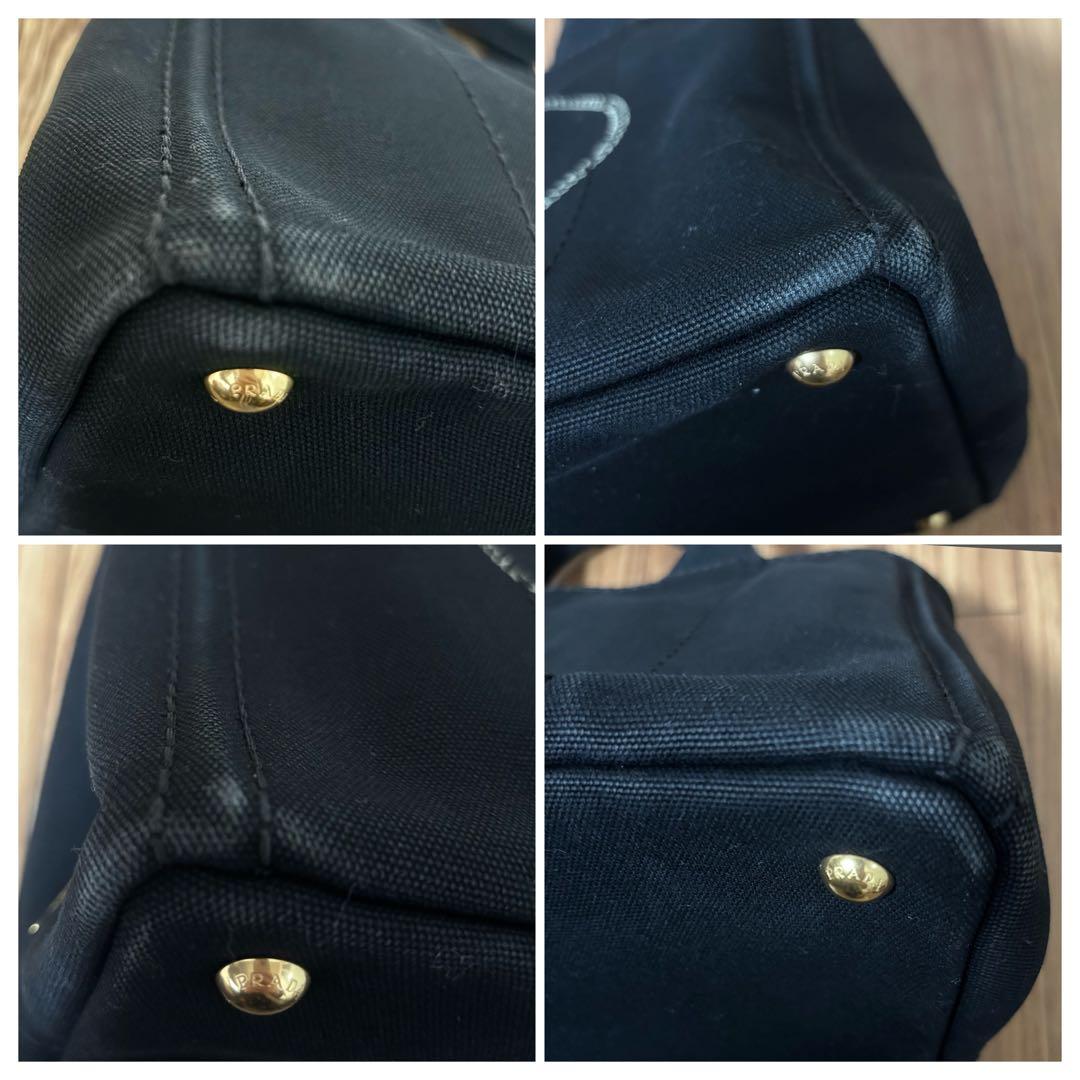 美品 PRADA プラダ カナパ キャンバス ストライプ柄 M ショルダー付き