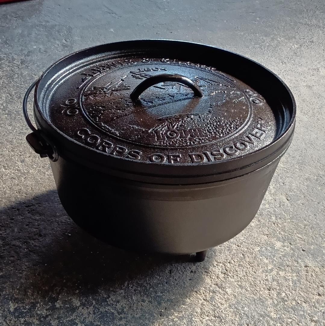 中古 Lodge ダッチオーブン 12インチディープ　ルイス&クラーク