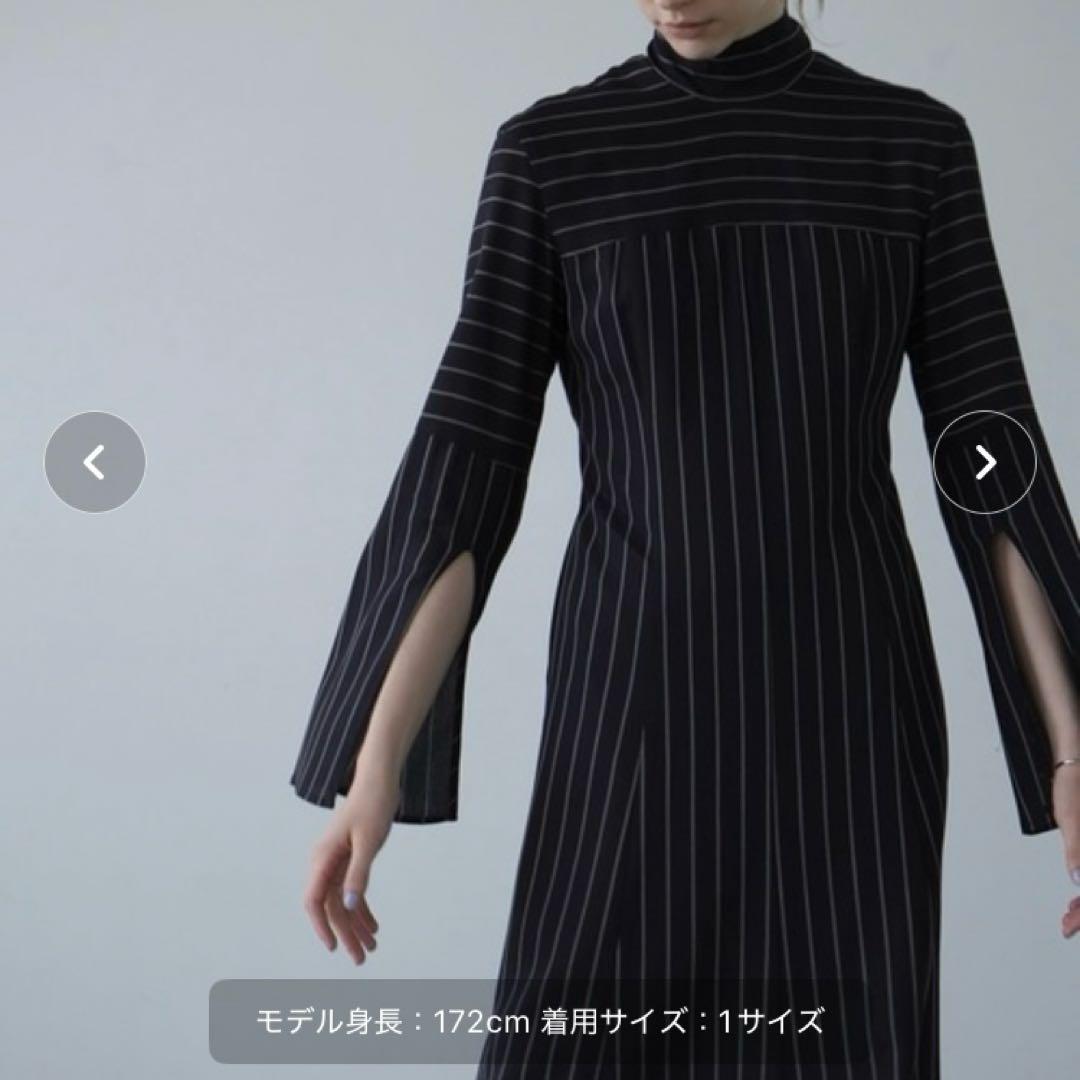 ワンピース CLANE STRIPE TIE ARRANGE FLARE ONEPIECE