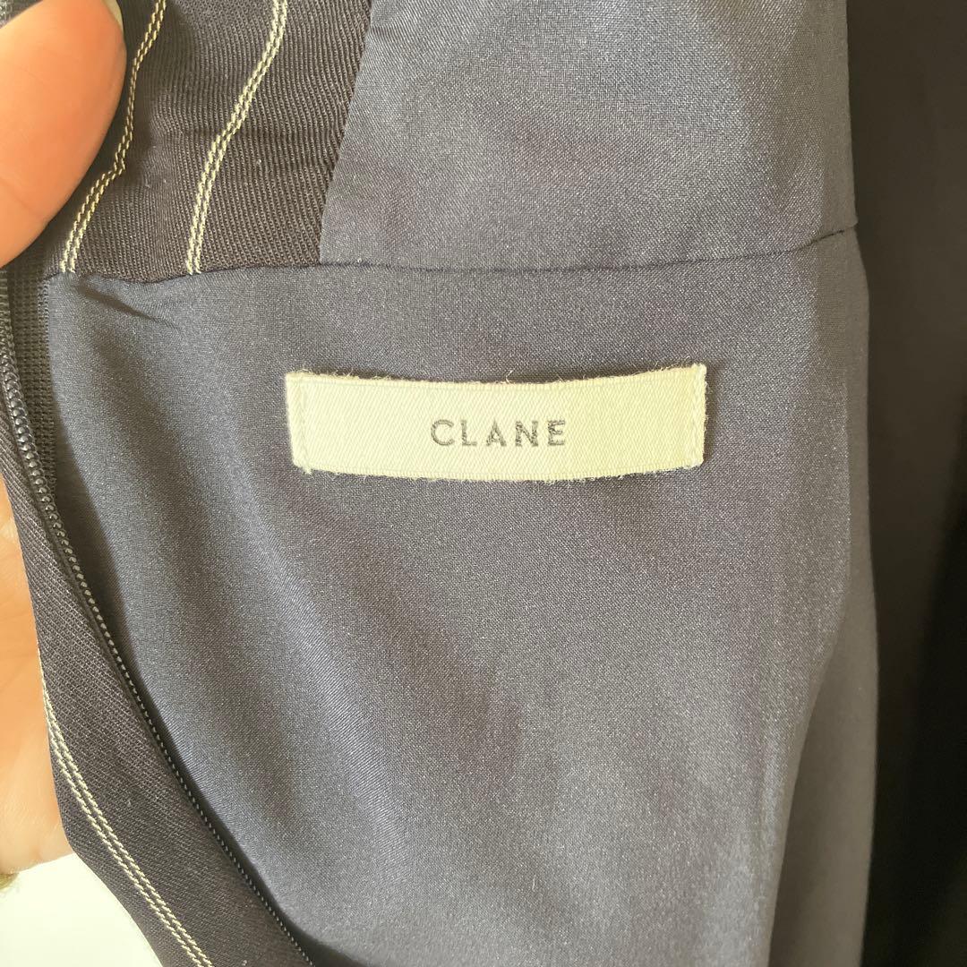 ワンピース CLANE STRIPE TIE ARRANGE FLARE ONEPIECE