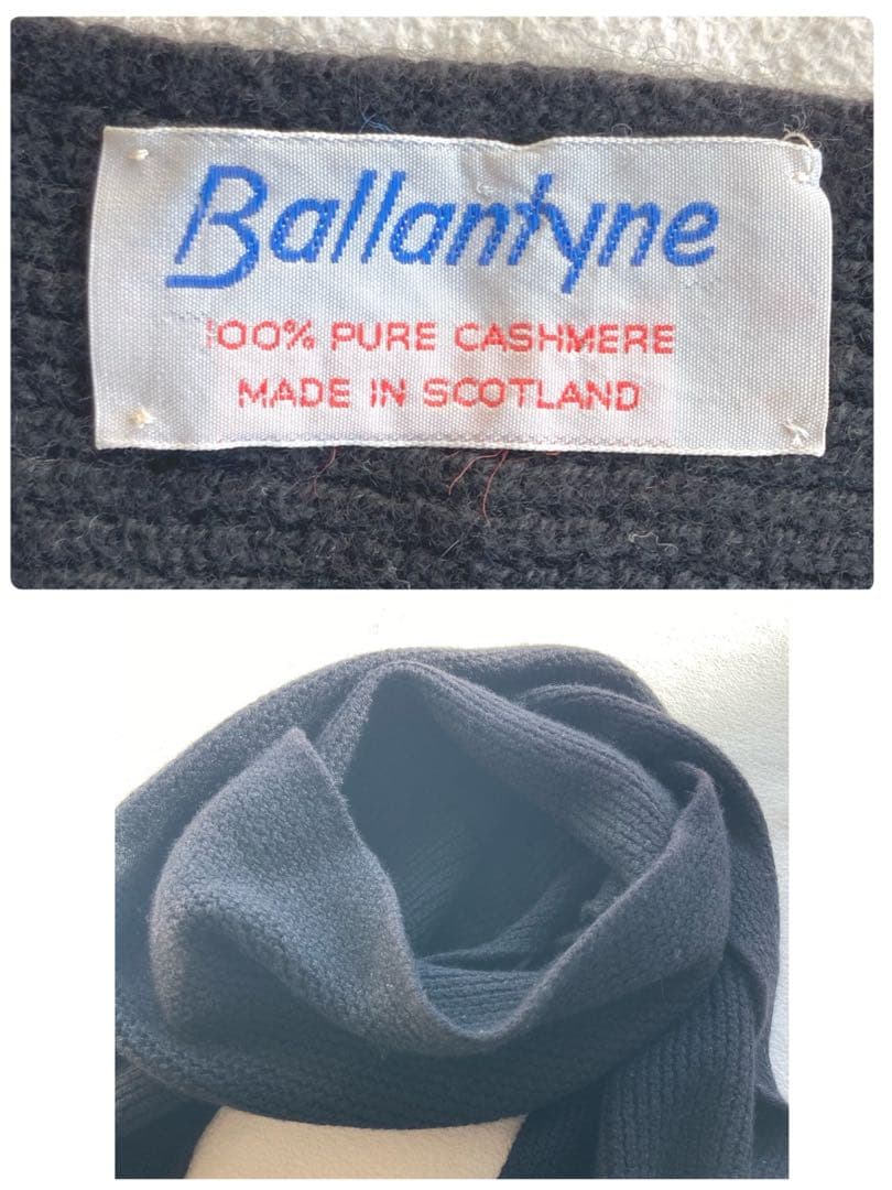 バランタイン　ピュア・カシミヤ100 旧タグ　マフラー　ブラック　美品