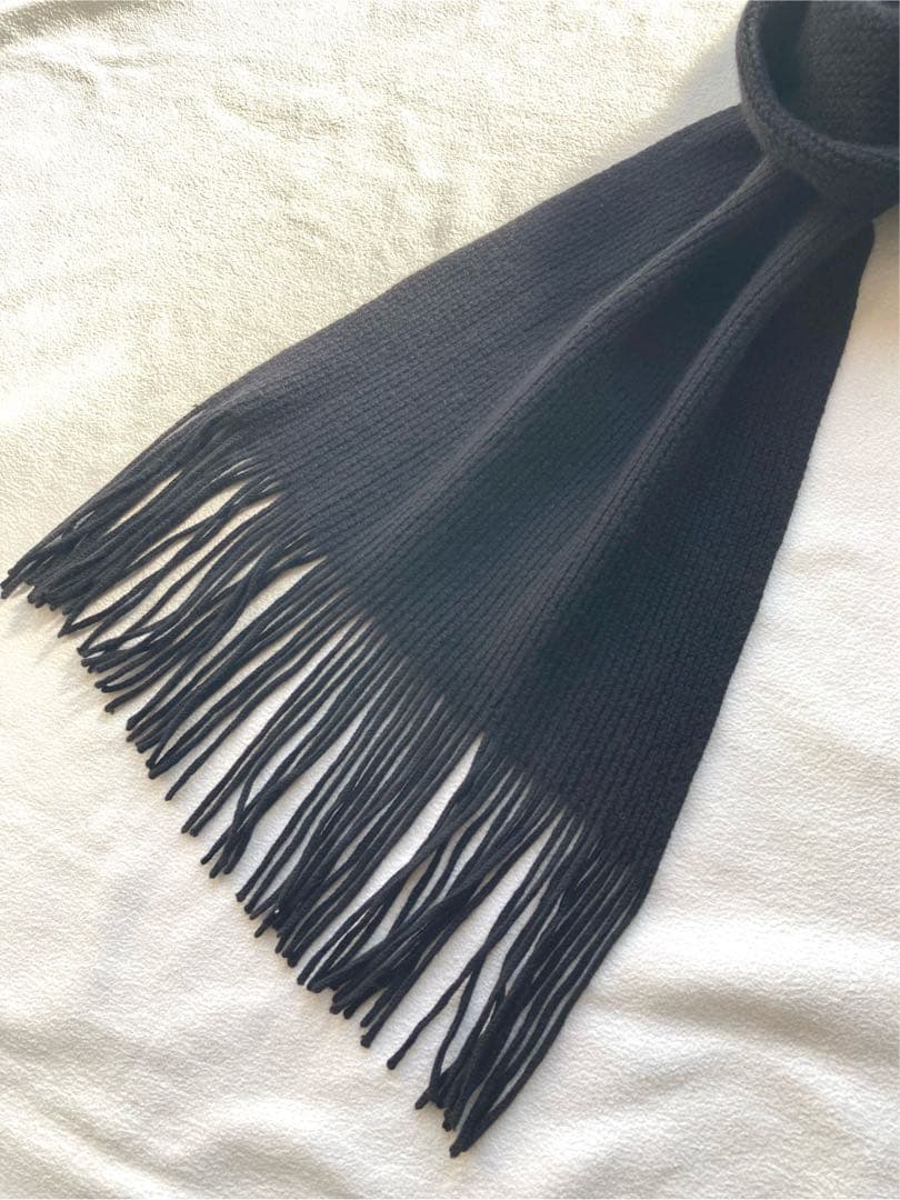 バランタイン　ピュア・カシミヤ100 旧タグ　マフラー　ブラック　美品