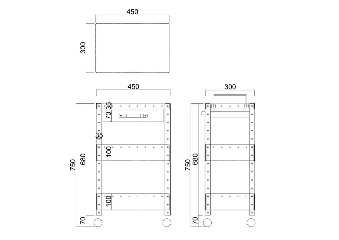 ステンレススチール 3段キッチンワゴン【MILLS type s】