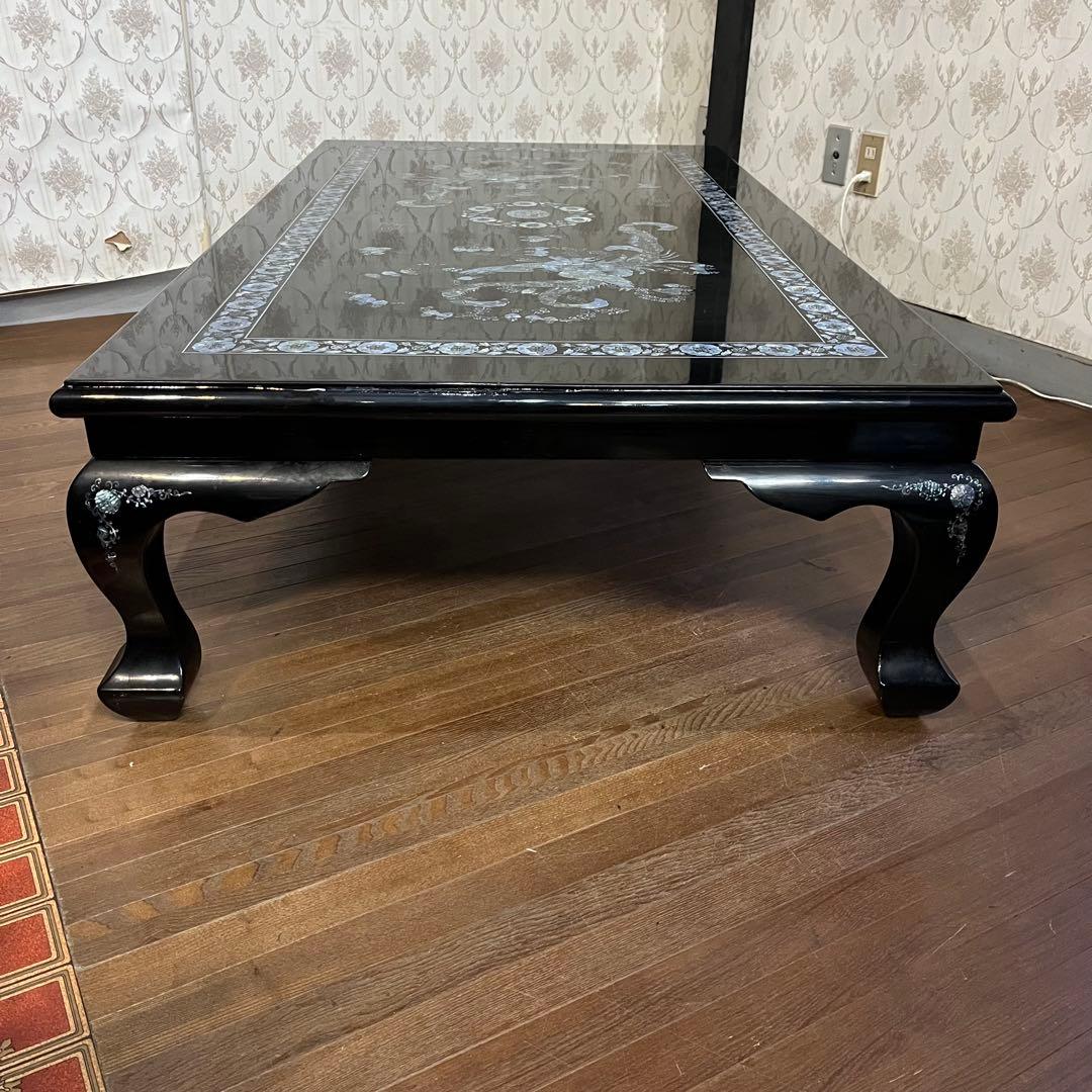 【アンティーク】螺鈿細工 鳳凰文座卓 鳳凰 中国美術 センターテーブル 座卓