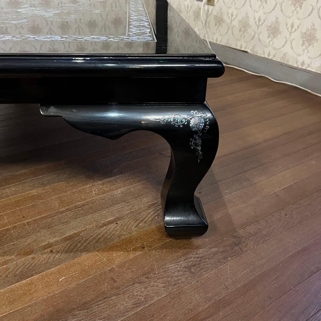 【アンティーク】螺鈿細工 鳳凰文座卓 鳳凰 中国美術 センターテーブル 座卓