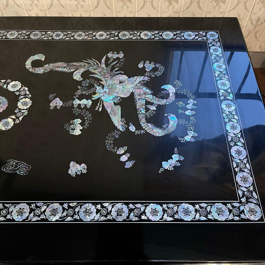 【アンティーク】螺鈿細工 鳳凰文座卓 鳳凰 中国美術 センターテーブル 座卓