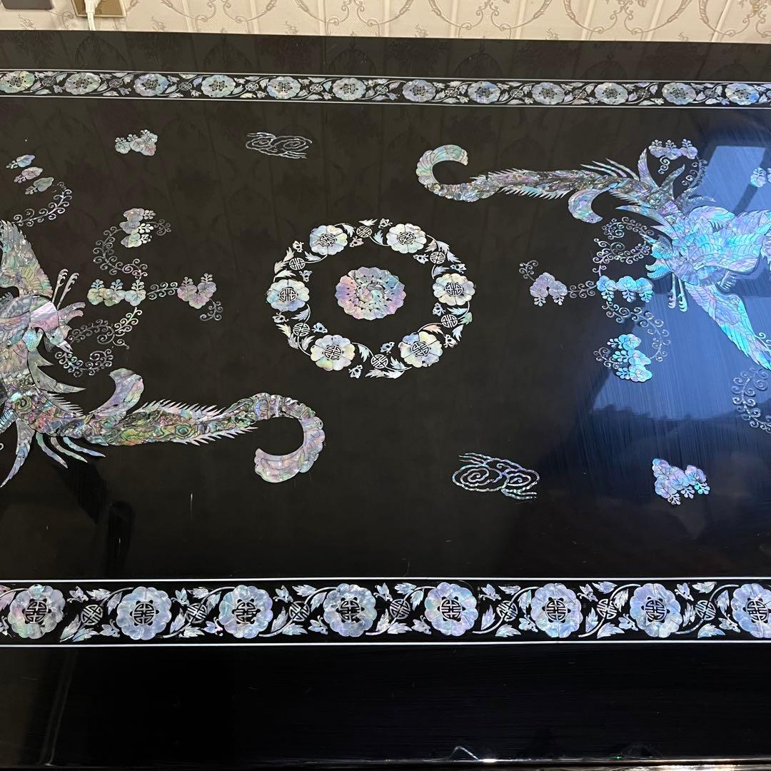 【アンティーク】螺鈿細工 鳳凰文座卓 鳳凰 中国美術 センターテーブル 座卓