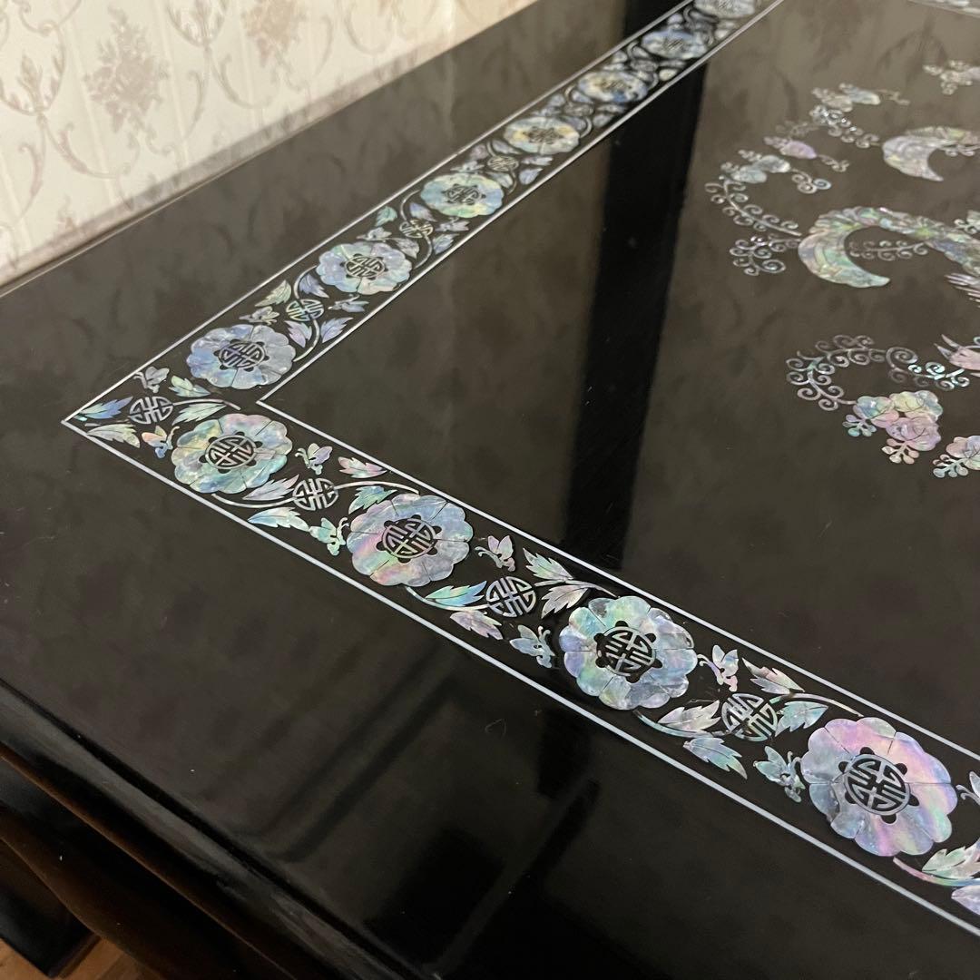 【アンティーク】螺鈿細工 鳳凰文座卓 鳳凰 中国美術 センターテーブル 座卓