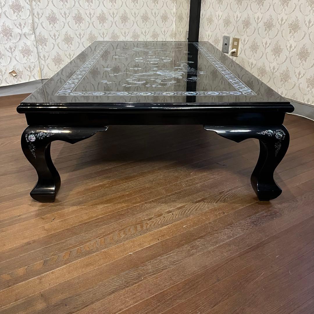 【アンティーク】螺鈿細工 鳳凰文座卓 鳳凰 中国美術 センターテーブル 座卓