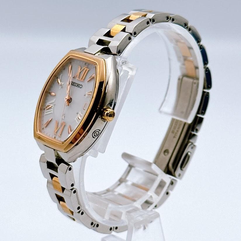 美品 セイコー ルキア トノー型 レディース腕時計 ソーラー電波時計 コマ付