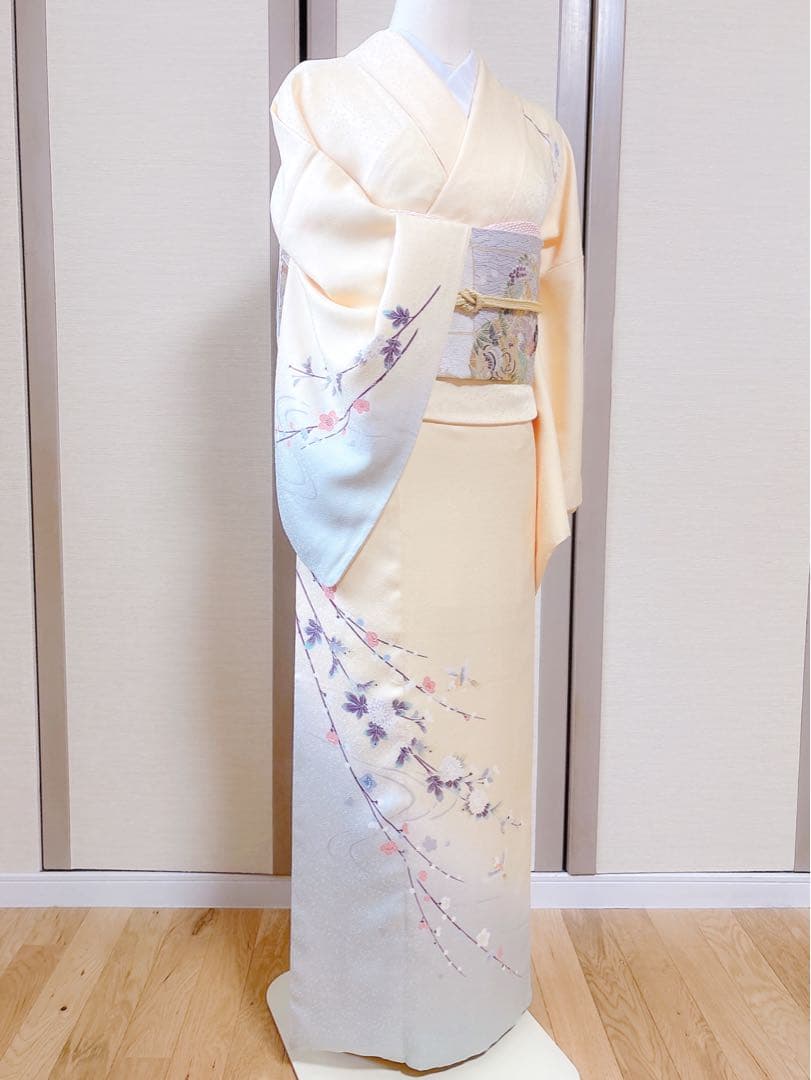 美品　訪問着　さが美　フルセット　裄66 友禅 卒業式　入学式　M S 鳥　黄色