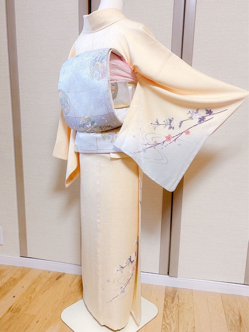 美品　訪問着　さが美　フルセット　裄66 友禅 卒業式　入学式　M S 鳥　黄色