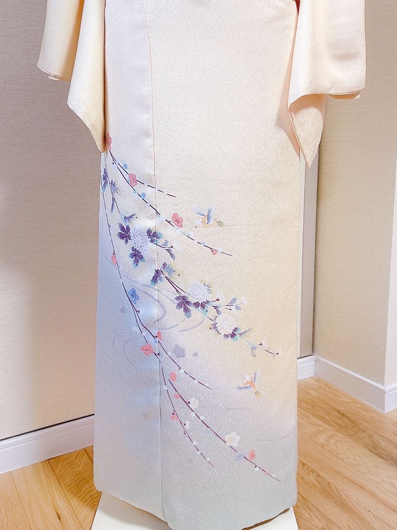 美品　訪問着　さが美　フルセット　裄66 友禅 卒業式　入学式　M S 鳥　黄色