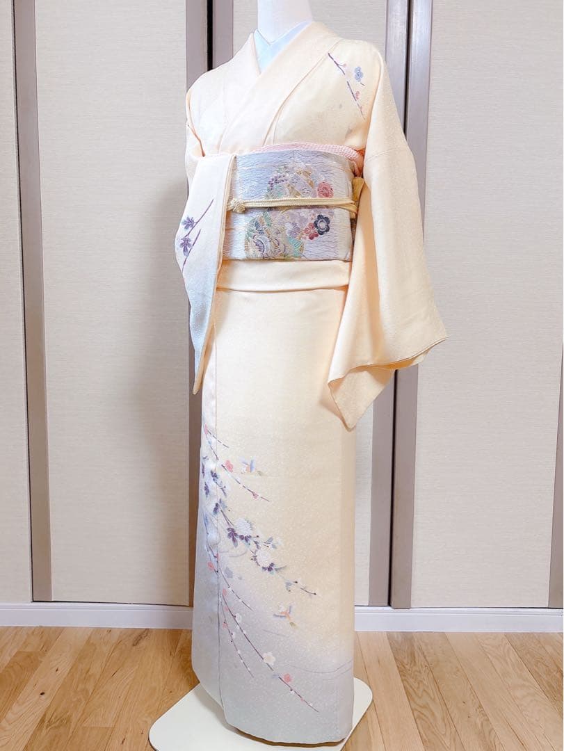 美品　訪問着　さが美　フルセット　裄66 友禅 卒業式　入学式　M S 鳥　黄色