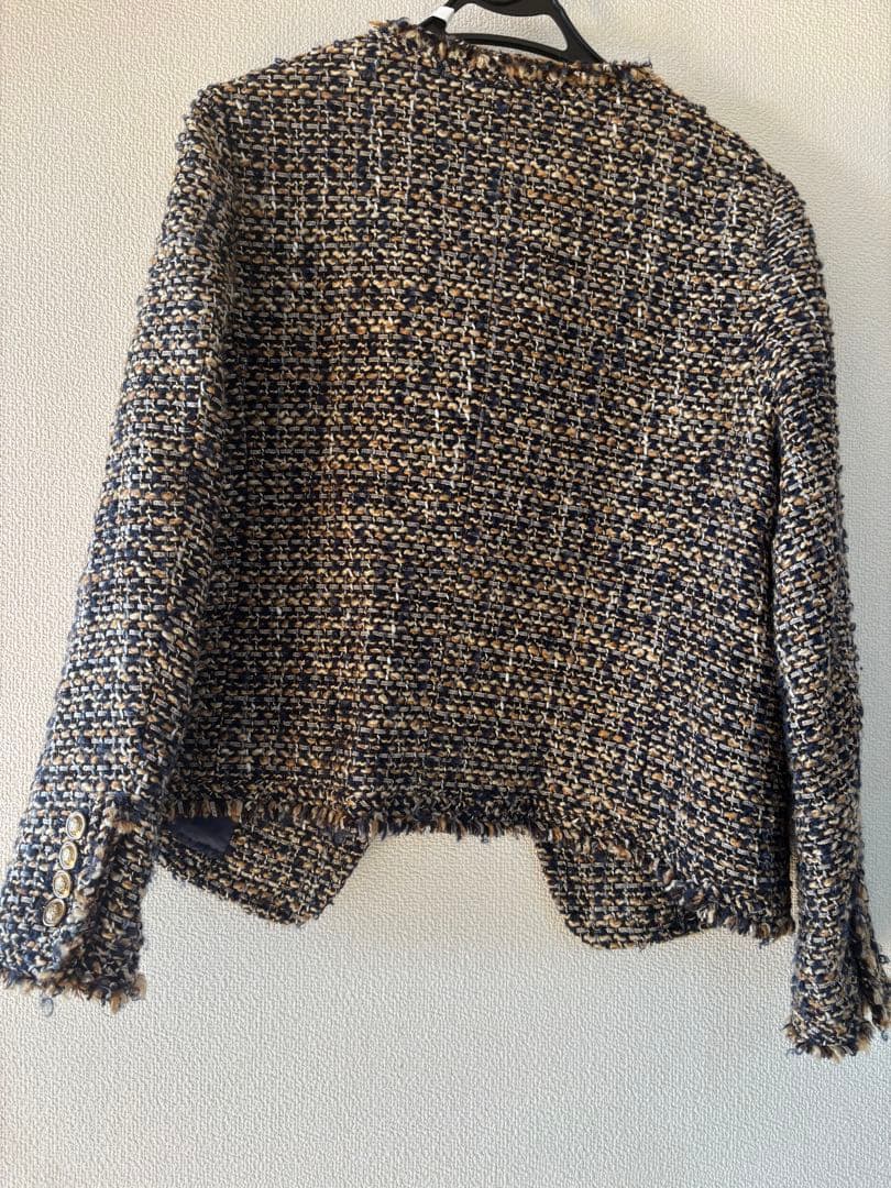 DEUXIÈME CLASSEツイード ノーカラージャケット