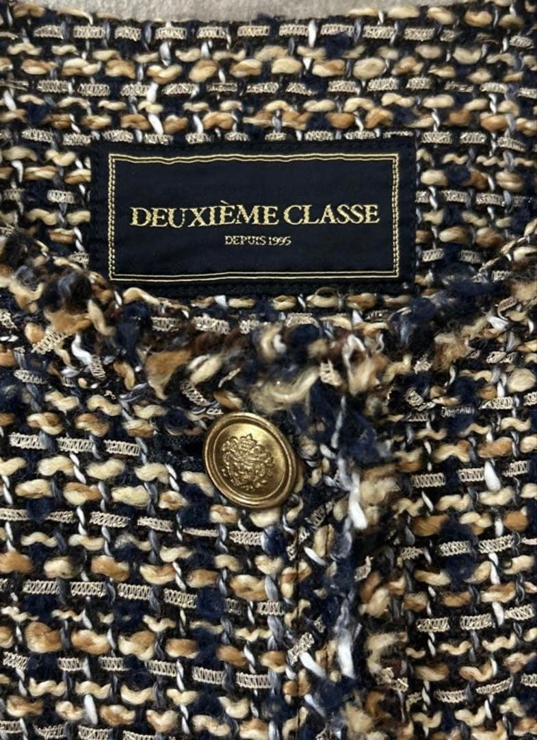 DEUXIÈME CLASSEツイード ノーカラージャケット