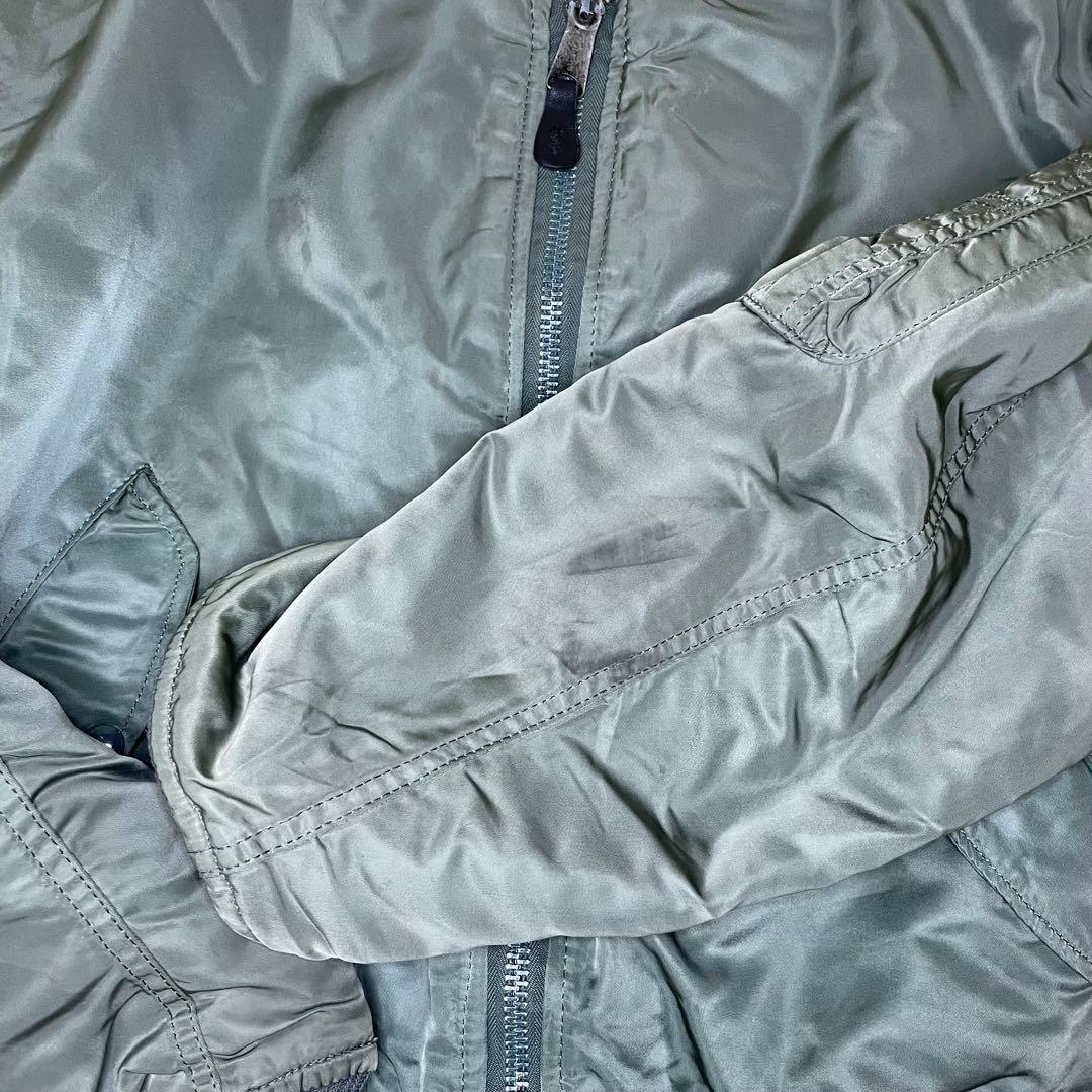 90s USA ALPHA アルファ MA-1 フライトジャケット カーキ L