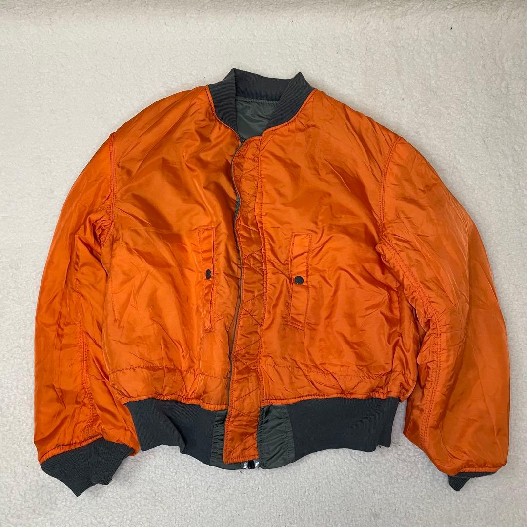 90s USA ALPHA アルファ MA-1 フライトジャケット カーキ L