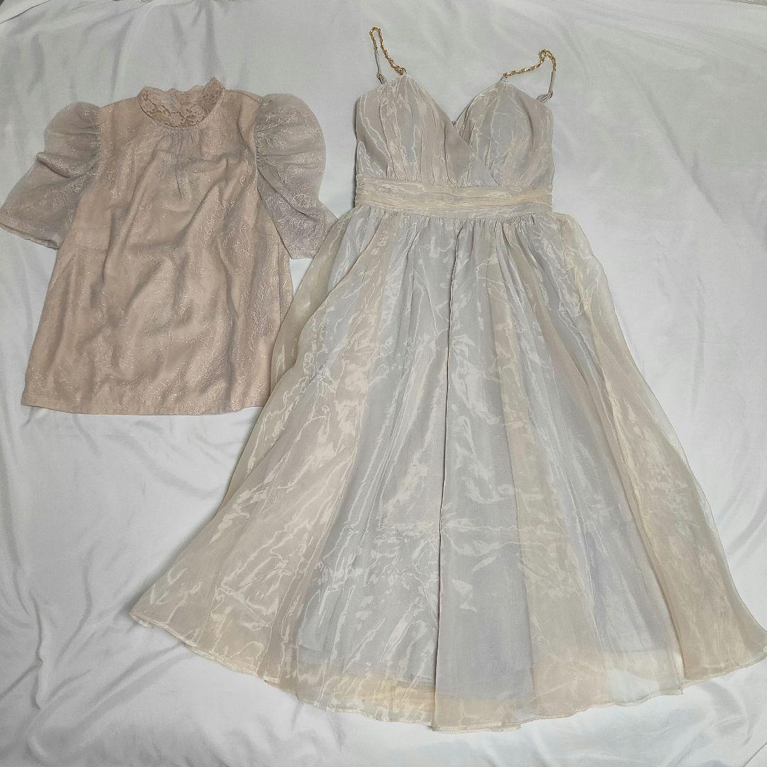 【2way☆】ROBE de FLEUR　チュールｘレースブラウスセットドレス