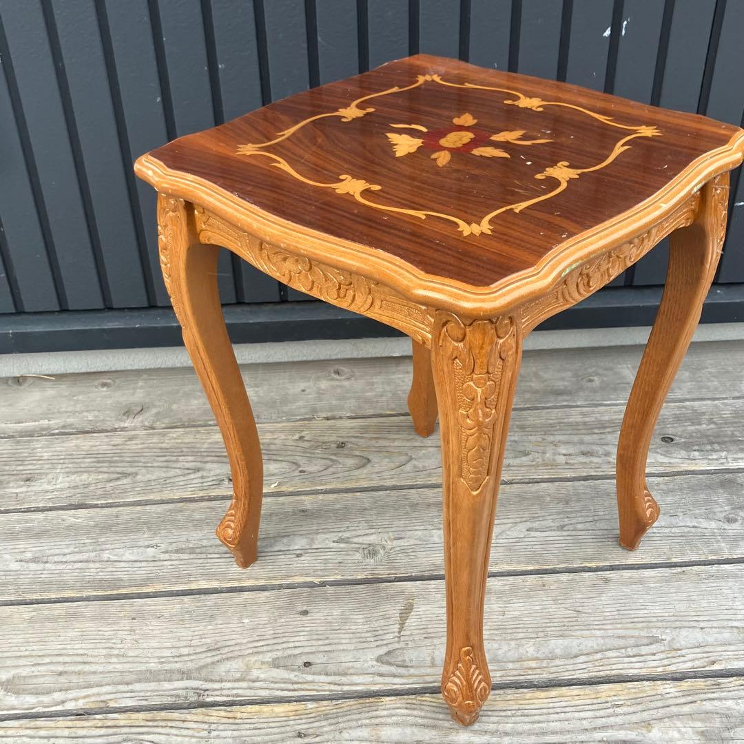 イタリアアンティーク 花柄象嵌 木製サイドボード 飾り棚 ミニテーブル