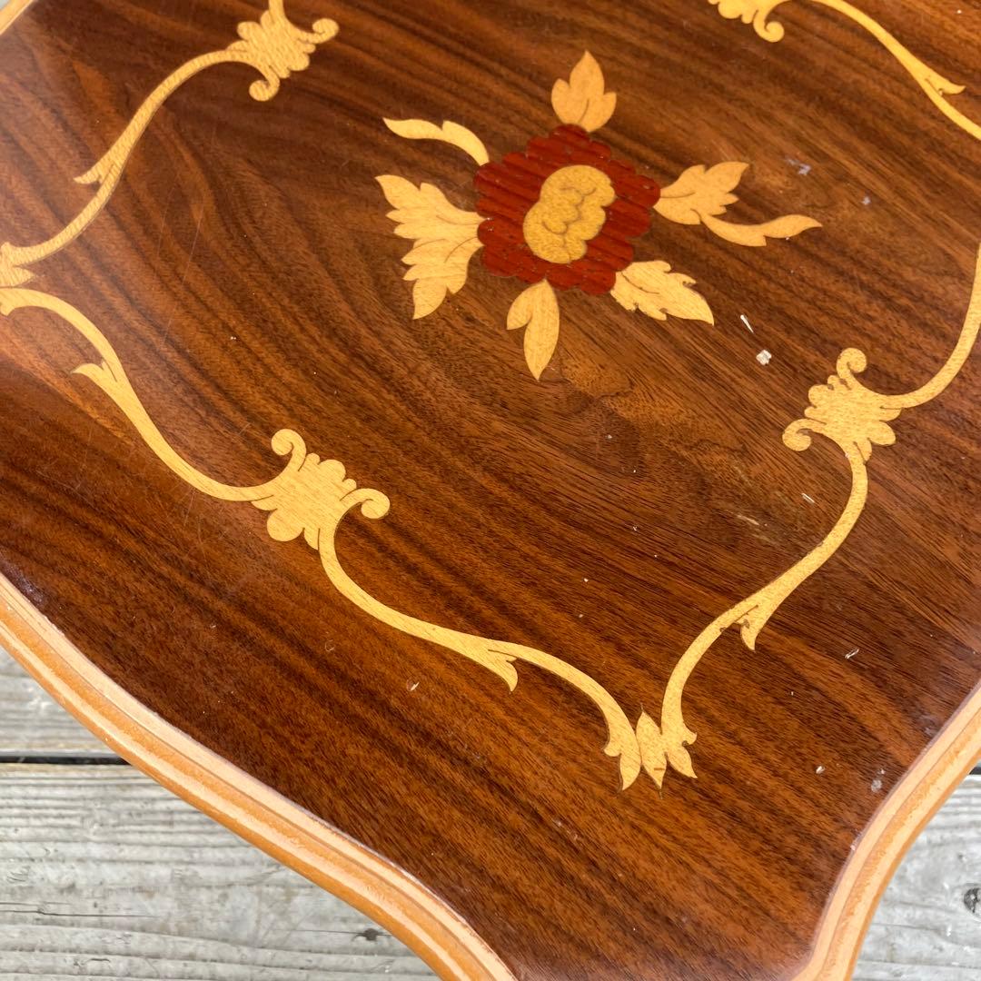 イタリアアンティーク 花柄象嵌 木製サイドボード 飾り棚 ミニテーブル