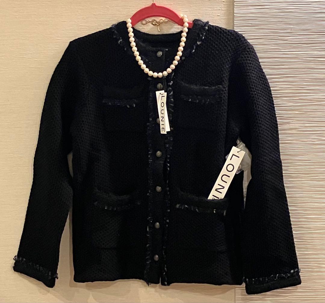 新品LOUNIE ルーニィ ツイードニットジャケット パールネックレス付き