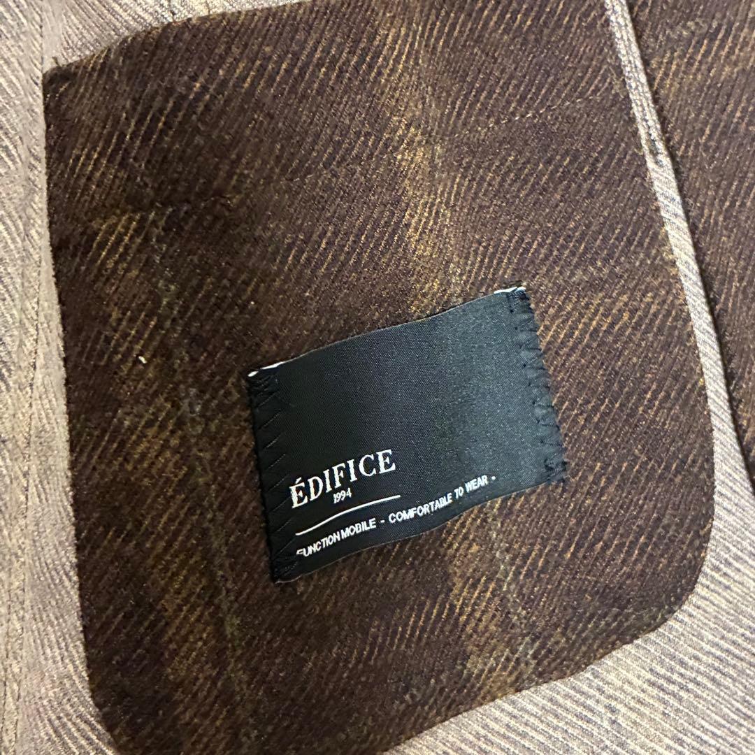 EDIFICE 【高年式】 トラベル チェック 洗える ブラウン 秋冬 スーツ