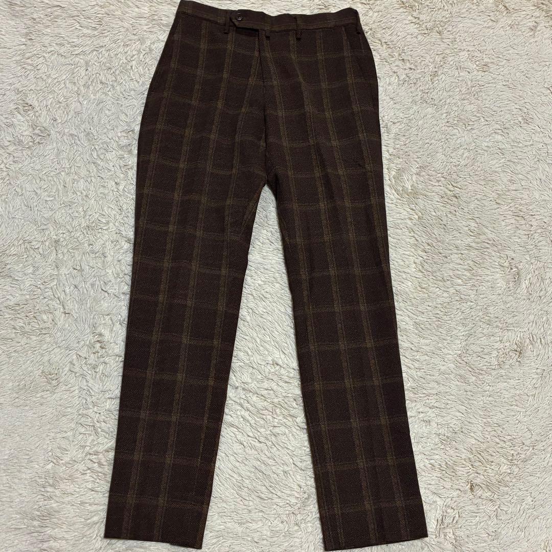 EDIFICE 【高年式】 トラベル チェック 洗える ブラウン 秋冬 スーツ