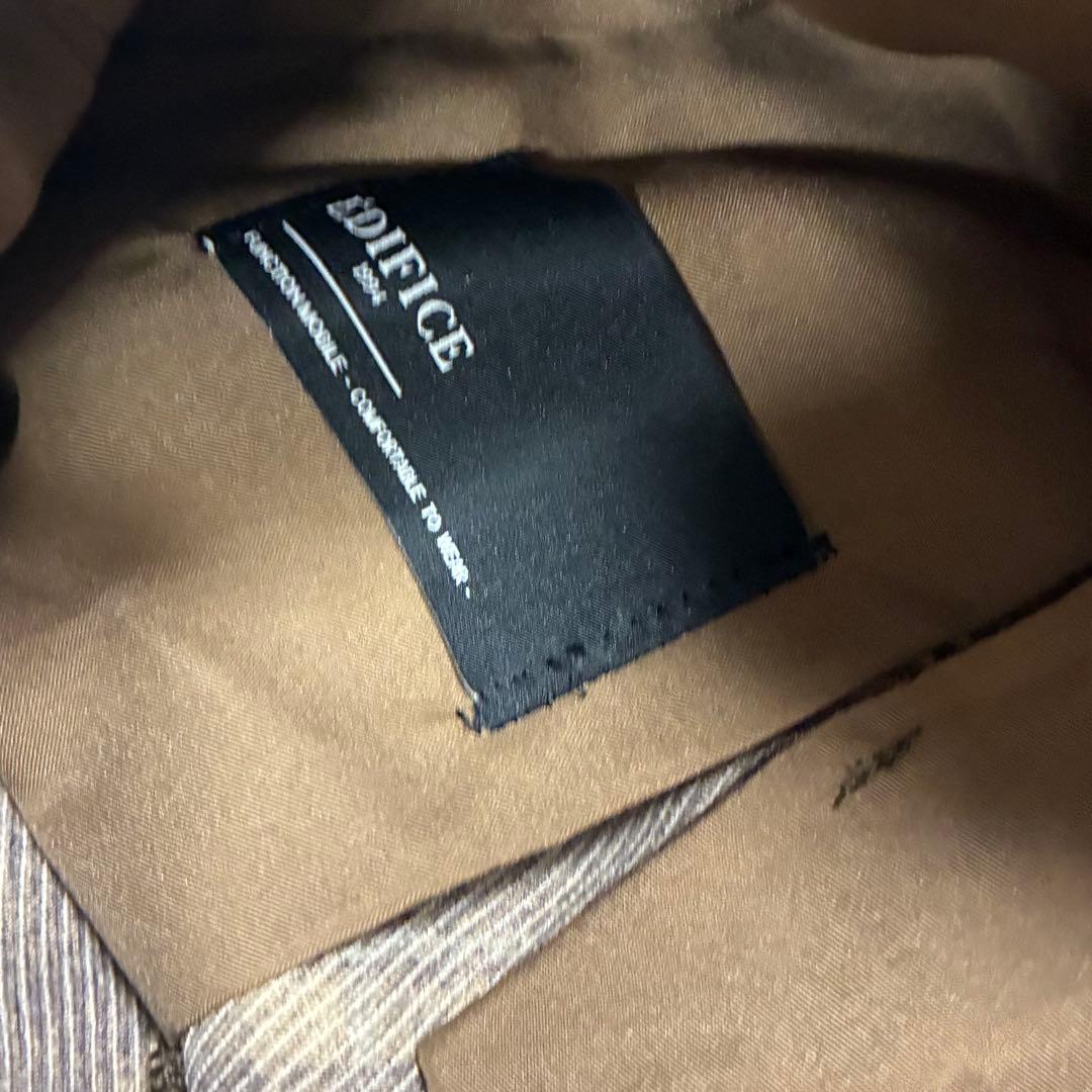 EDIFICE 【高年式】 トラベル チェック 洗える ブラウン 秋冬 スーツ