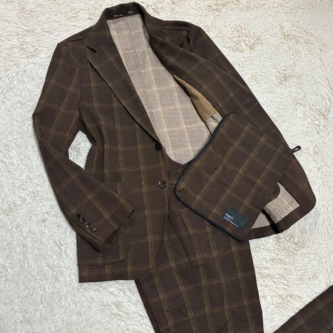 EDIFICE 【高年式】 トラベル チェック 洗える ブラウン 秋冬 スーツ