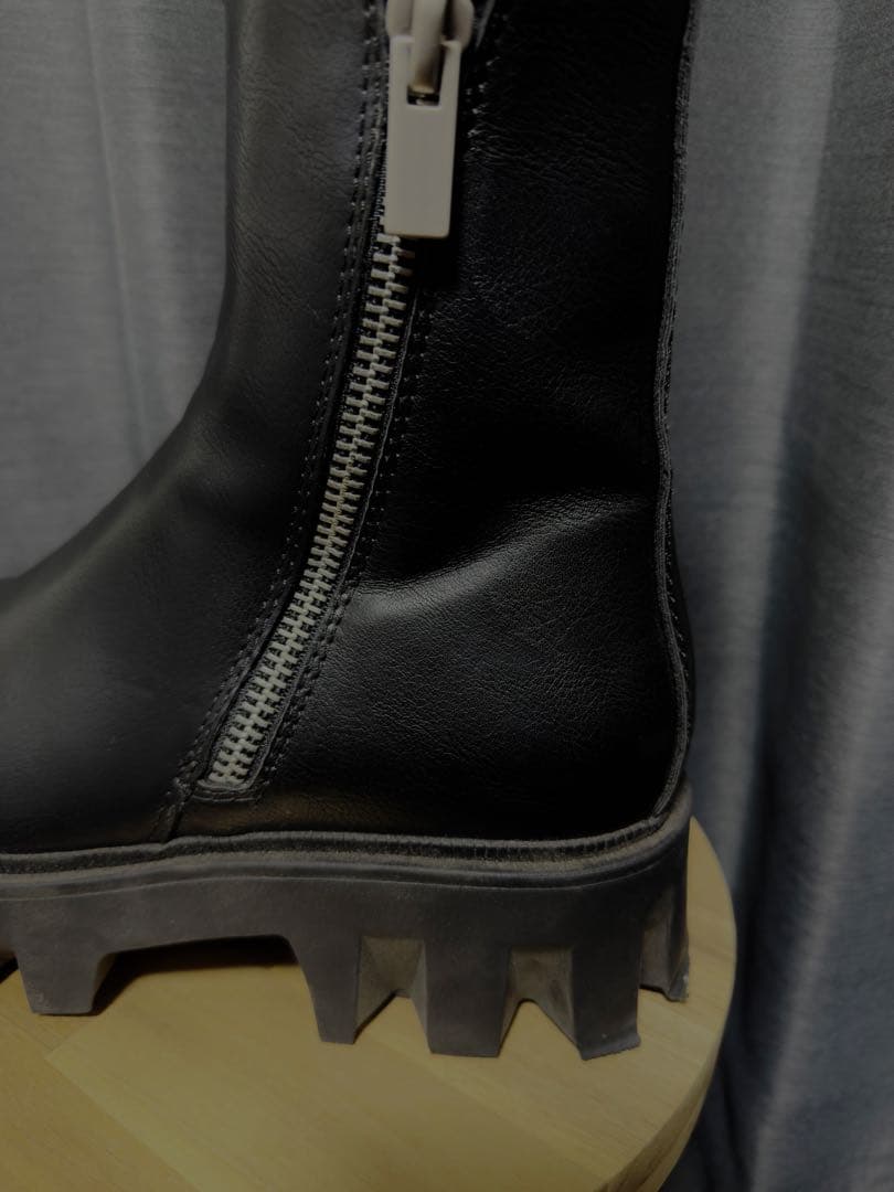 厚底ショートブーツ 黒 サイドジップ 42