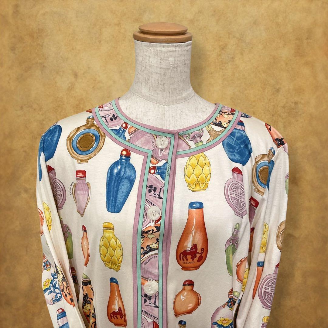 【時巡る】レオナール ノーカラージャケット アイボリー系 香水瓶 LL