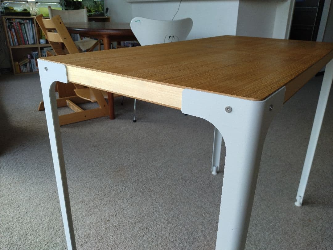 【訳あり】MUJI無印良品 スチール脚木製デスク/オーク材90cm学習机テーブル