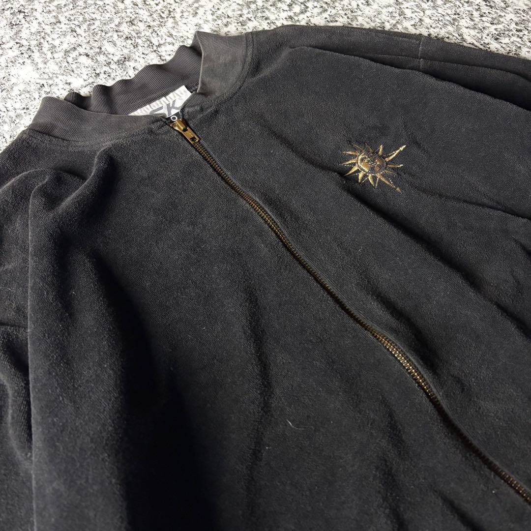 90s USA製 ワンポイント刺繍デザイン　フェード　ベロアトラックジャケット